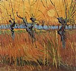 Vincent van Gogh Willows at Sunset painting